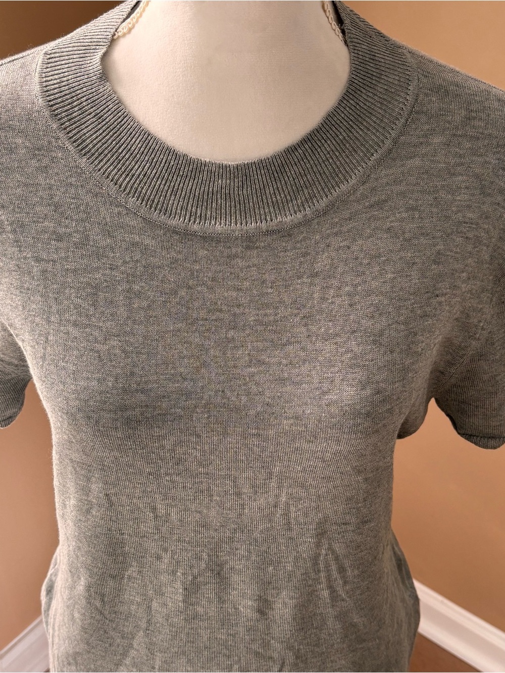 Philosophy Short Sleeve Crewneck Knit Top - Gray